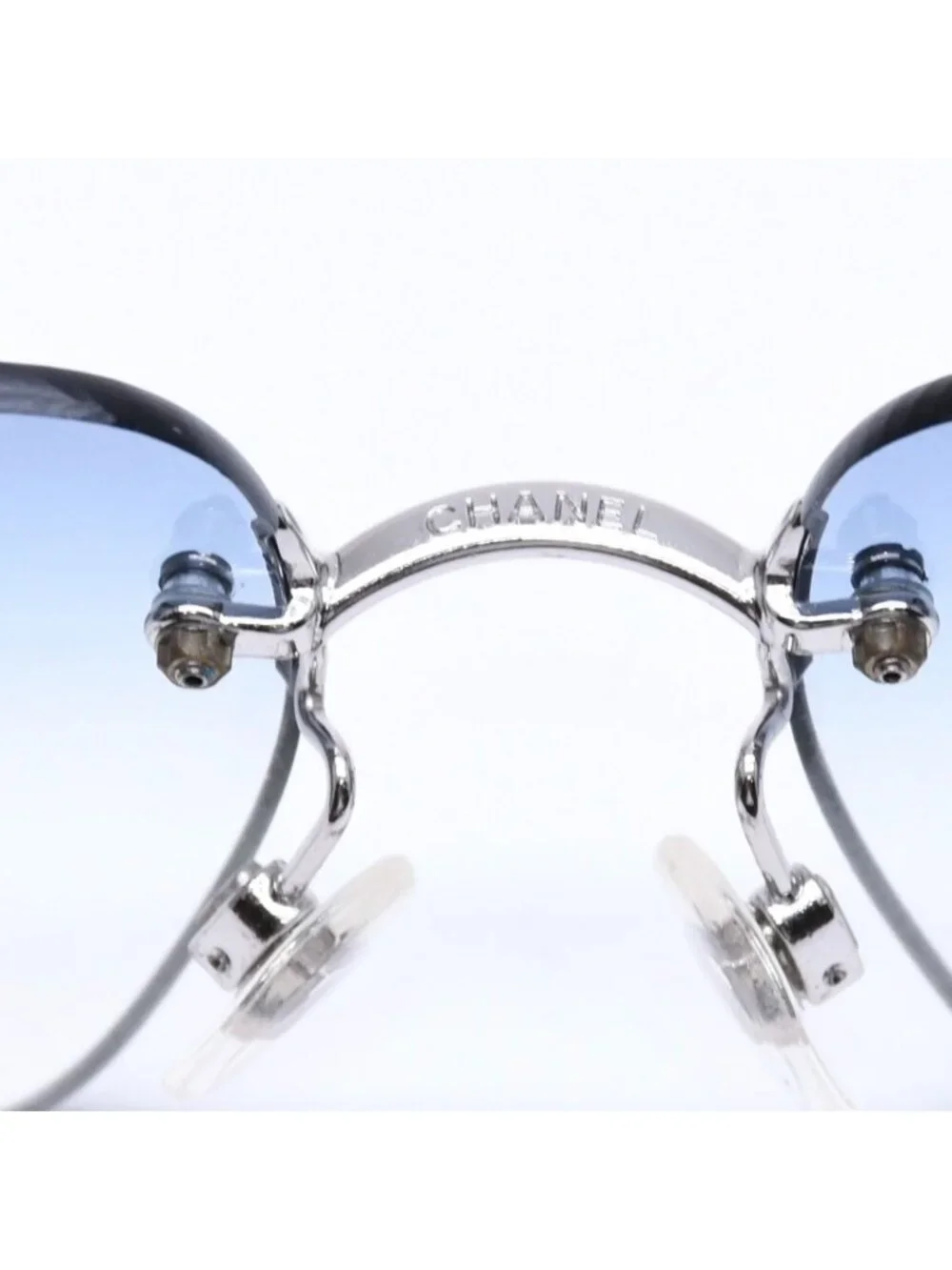 Chanel Rimless Sunglasses Rhinestone CC Logo Eyewear